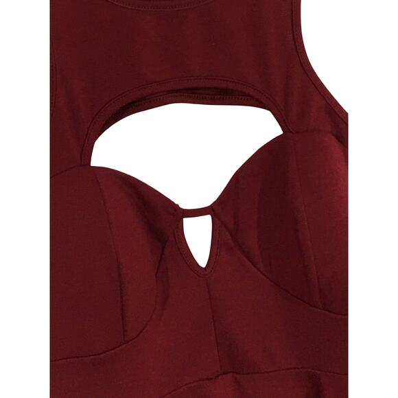 Forever 21 Red Mini Dress M Y2K Cut Out Skater Baby Doll Fairy Picnic Stretch - Picture 3 of 6